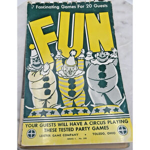 Vintaage Fun, 1952, 7 Parlor Games for 20 Guests Shower, Party, Birthday